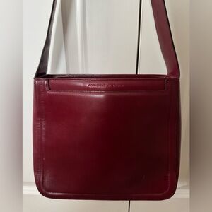 Adrienne Vittadini Vintage Red Leather Shoulder Bag Burgundy Purse